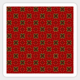 Red Green and Gold Knitted Pattern Sticker